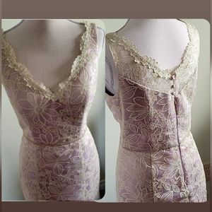 (B) Js collections long sparklypurple lace embroidered dress, Evening gown